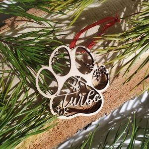 Wooden Paw Print Ornaments